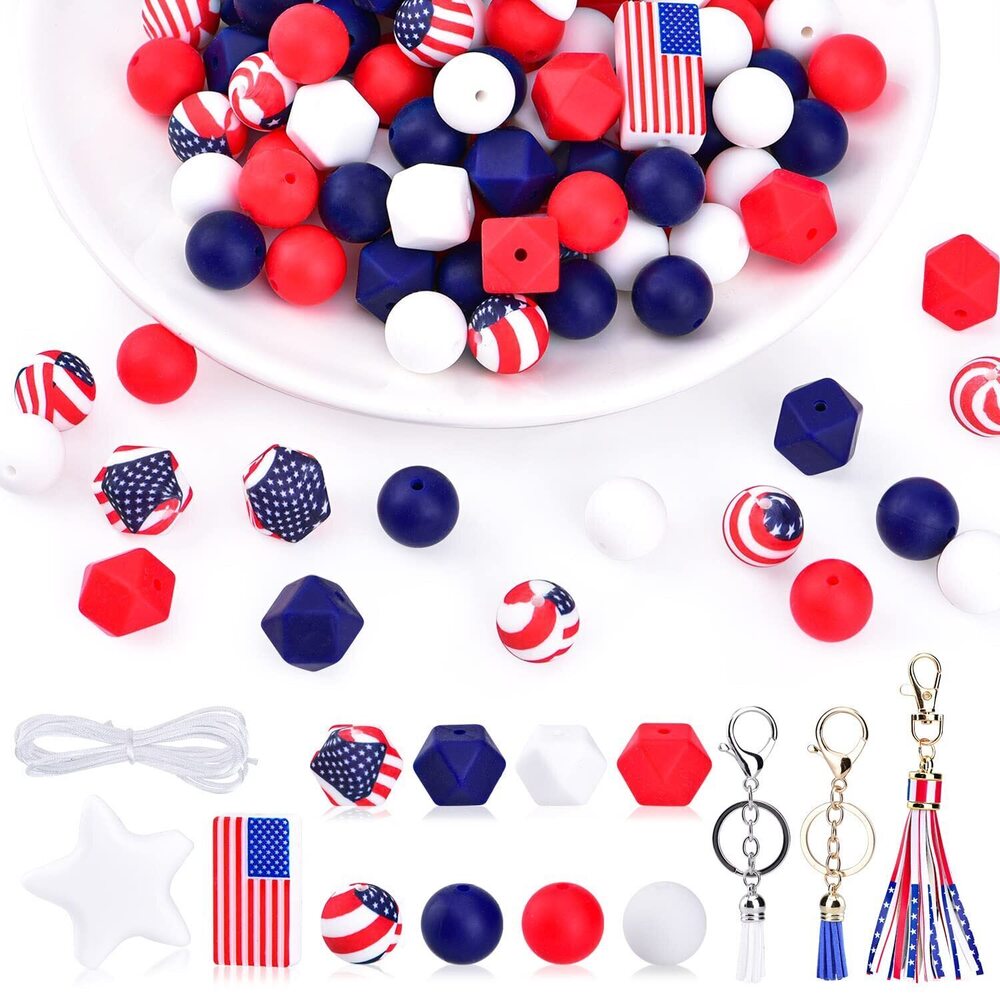 7427 110 Pcs Silicone Beads for Keychain Accessories Jewelry Bracelet
